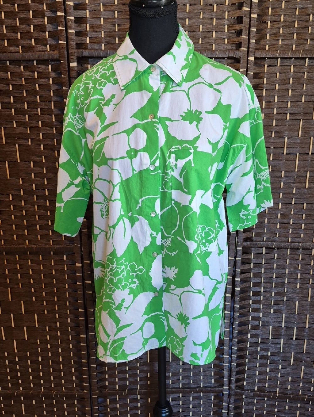 Rails Green & White Floral Button-Down Shirt